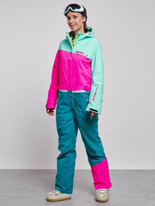 Горнолыжный комбинезон женский зимний бирюзового цвета 2327Br