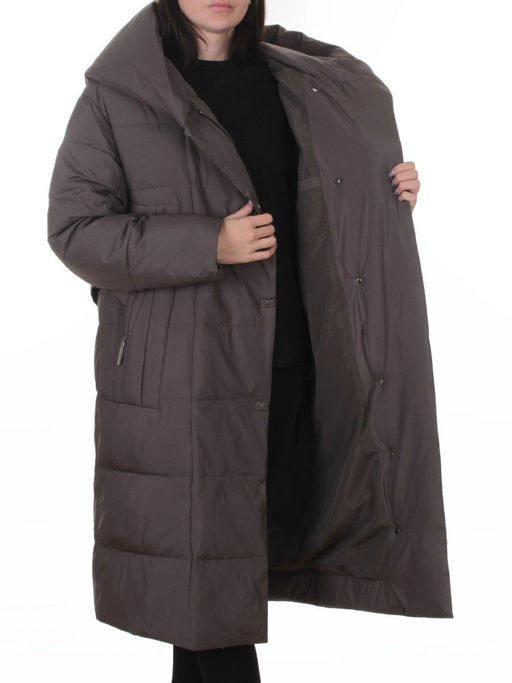 A625 GRAY/BROWN Пальто зимнее женское (200 гр. био-пух)