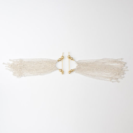 Серьги металл Цепи сборка, цвет серебряно-золотой, 8 см - Qf фото 2