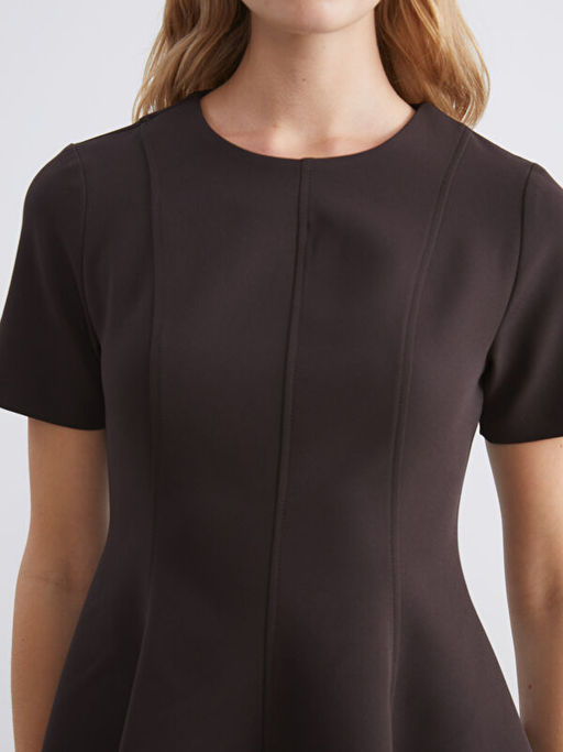 Bisiklet Yaka Peplum Mini Elbise