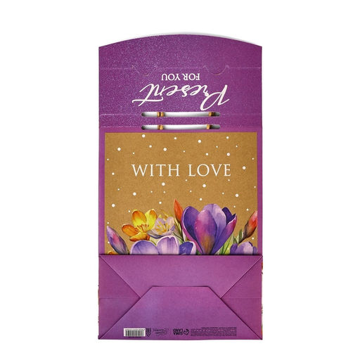 Пакет с клапаном Подарок, цветы, крафт, глиттер, 19.5 х 10 х 25 см - Дарите счастье фото 6