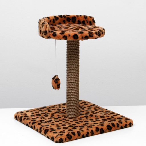 Когтеточка малая Арена с игрушкой, 40 х 40х 55 см, джут, леопард - Пижон фото 9
