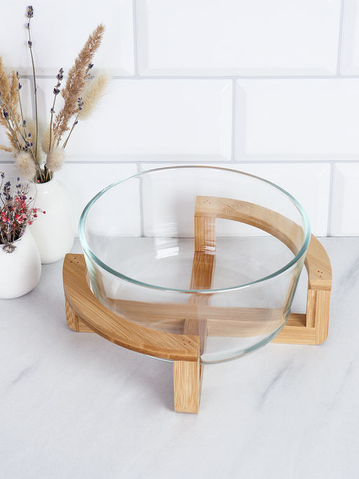 Салатник 1600 мл 21 см / LFY-KT215 /уп 12/ деревянная подставка - Галеонтрейд фото 2