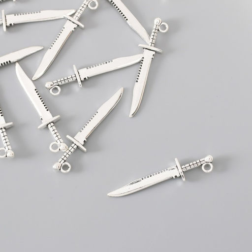 Цена за 12 шт. Металлический элемент, декоративная подвеска «Арт Узор. Меч короля Артура», серебро, 4.3×1 см