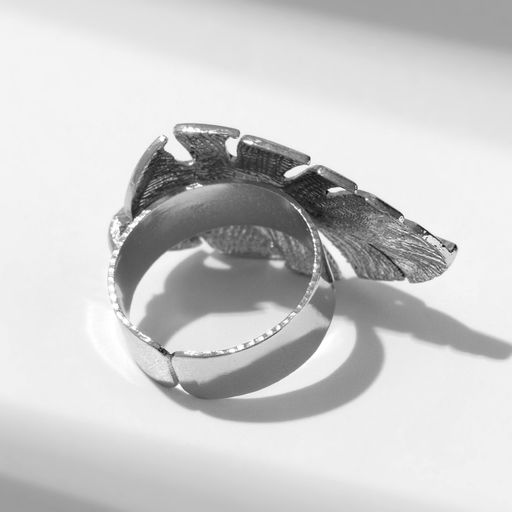 Кольцо Лист объём, цвет серебро, безразмерное - Qf фото 2