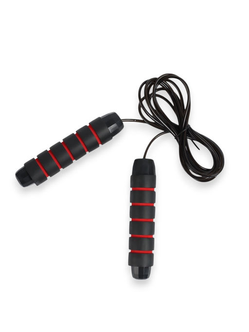 Скакалка спортивная ONLYTOP, 2.8 м, регулируемая, скоростная, с подшипником, чёрная, красная