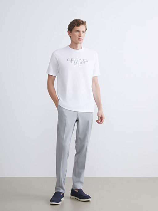 Bisiklet Yaka Bask?l? Erkek Ti??rt