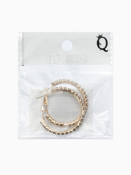 Цена за 2 шт. Серьги-кольца со стразами d=3,5см, цвет белый в золоте