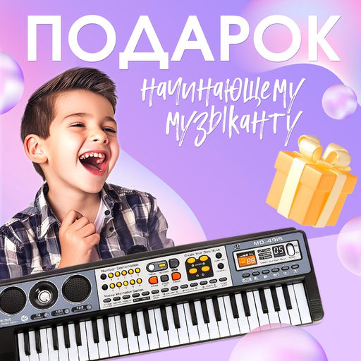 Синтезатор детский с микрофоном Музыкальный взрыв, 49 клавиш, работает сети и от батареек - Zabiaka фото 2
