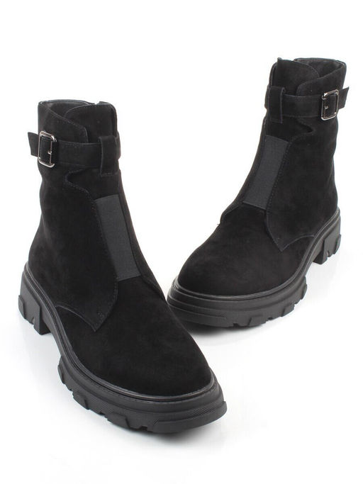 01-E2014B-497B BLACK Ботинки демисезонные женские (натуральная замша)
