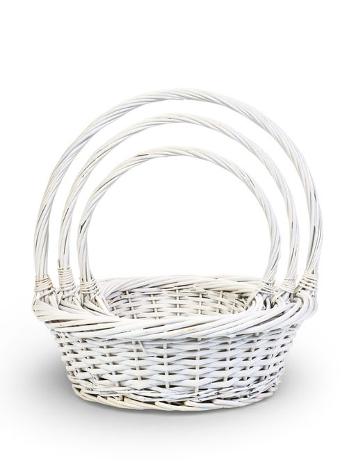 Корзина плетёная для хранения Brisa, с ручкой, белая, набор 3 шт.