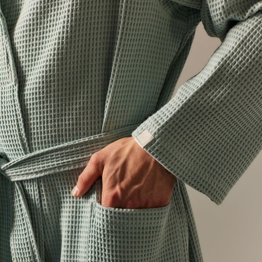 Халат вафельный мужской SL HOME: Basic «Аззура», размер M, хлопок 100%, мятный