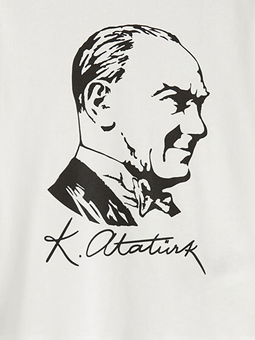 Bisiklet Yaka Atat?rk Bask?l? Erkek ?ocuk Ti??rt