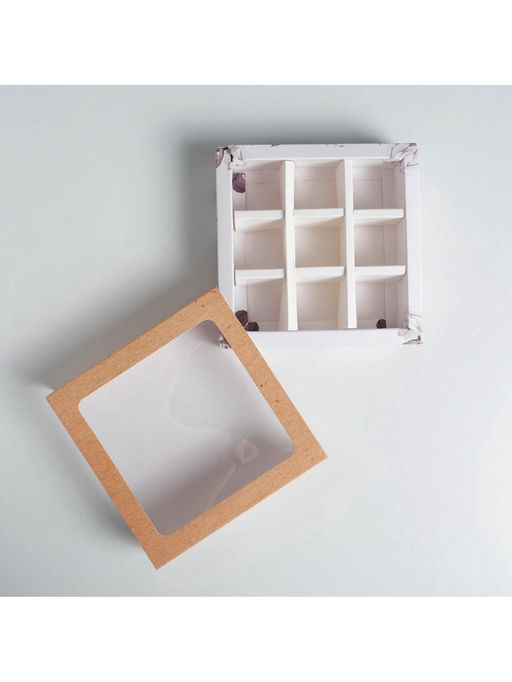 Цена за 5 шт. Коробка для конфет, кондитерская упаковка, 9 ячеек, Special for you, 14.5×14.5×3.5 см