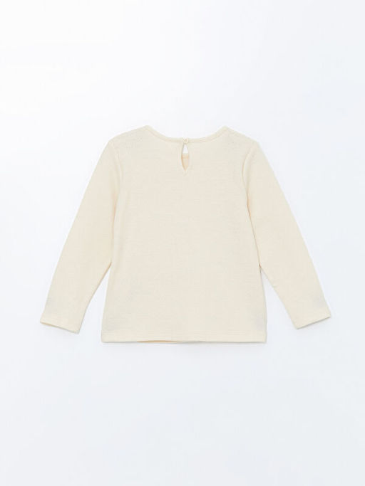 Bisiklet Yaka Uzun Kollu Bask?l? K?z ?ocuk Ti??rt