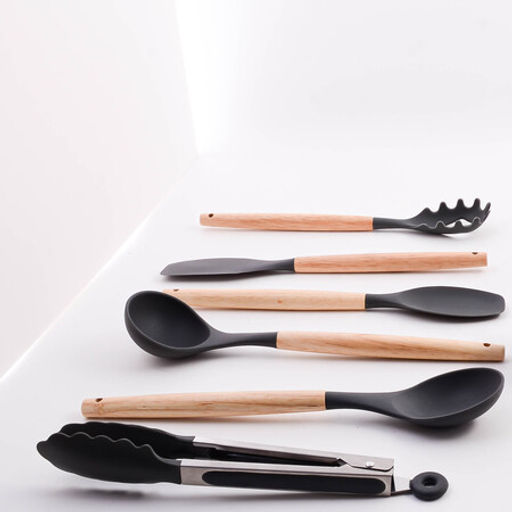 24-01-TM Набор кухонных принадлежностей на подставке 12пр силикон/пластик (х24)