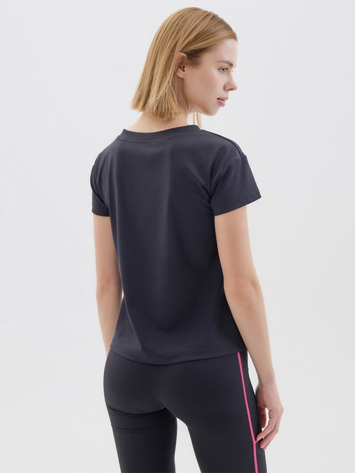 Футболка спортивная с сеткой женская MINAKU, чёрная, размер 48