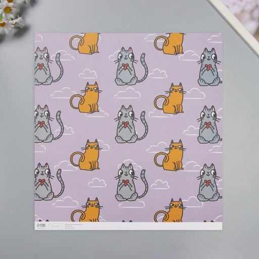 Бумага для скрапбукинга «Котики», плотность 180 г, набор 5 шт., 30.5×32 см