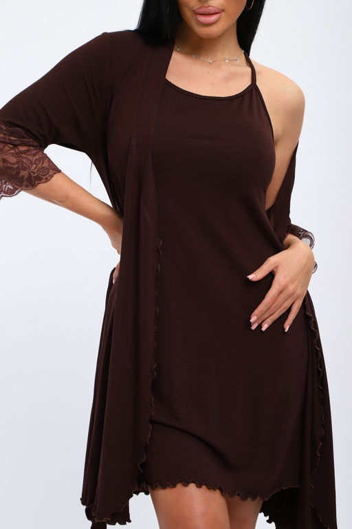 Халат женский из вискозы Адель Нуар шоколад - Амадэль фото 23