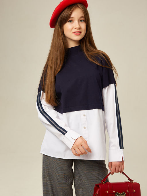 Джемпер обманка темно-синий 232242521