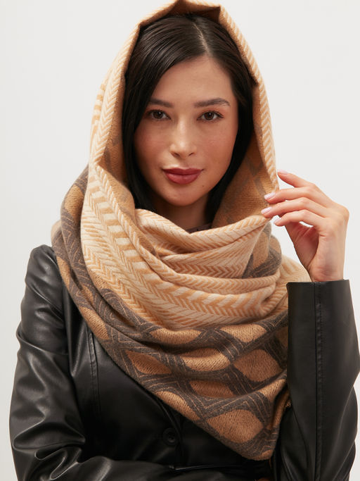 в составе шерсть Большой, мягкий, теплый двусторонний палантин с принтом. - Tantino фото 4