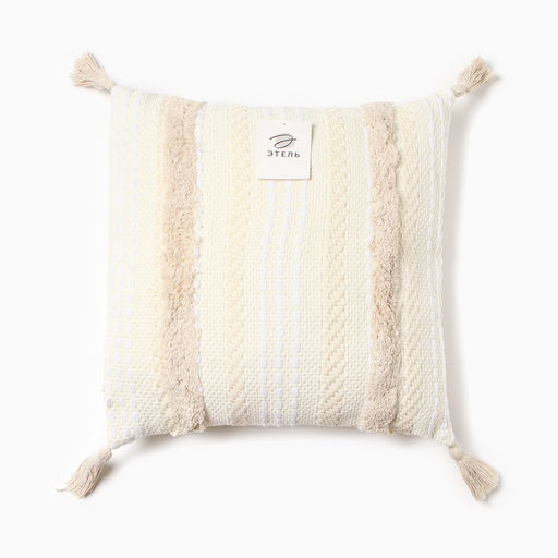 Наволочка декоративная Этель бохо Line 45х45 см, цвет бежевый, хлопок  фото 9