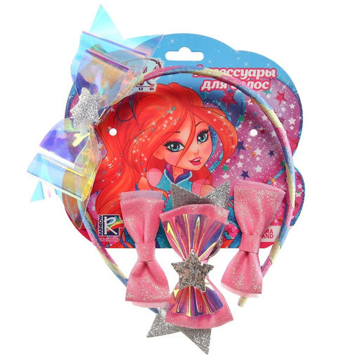 Ободок бант и заколка для волос 3 шт., набор аксессуаров для девочки, Винкс