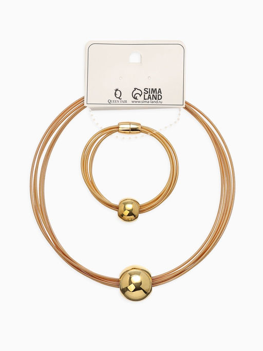 Набор 2 предмета: колье, браслет Бусина на нитях, цвет золото