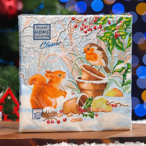 Цена за 2 шт. Салфетки бумажные Home Classic «Новогодняя беседа», 3 слоя, 33х33 см, 20 шт