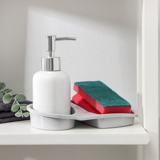 Цена за 2 шт. Подставка для губки и дозатора, пластик, МИКС