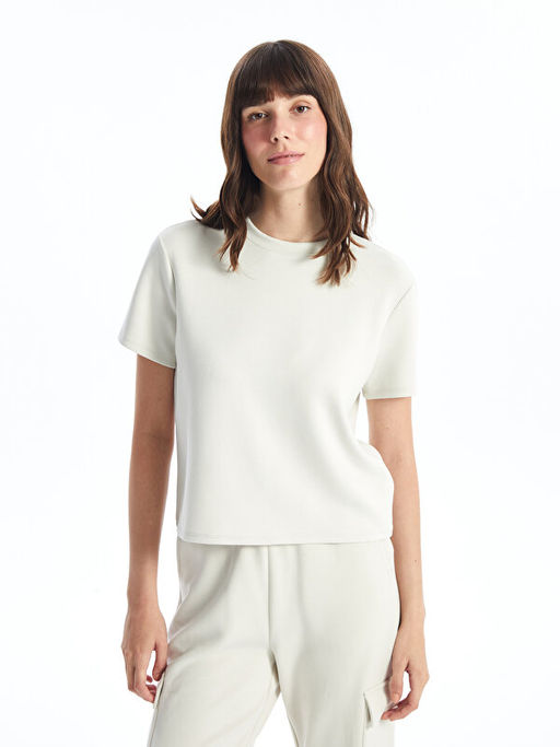 Bisiklet Yaka D?z K?sa Kollu Kad?n Ti??rt