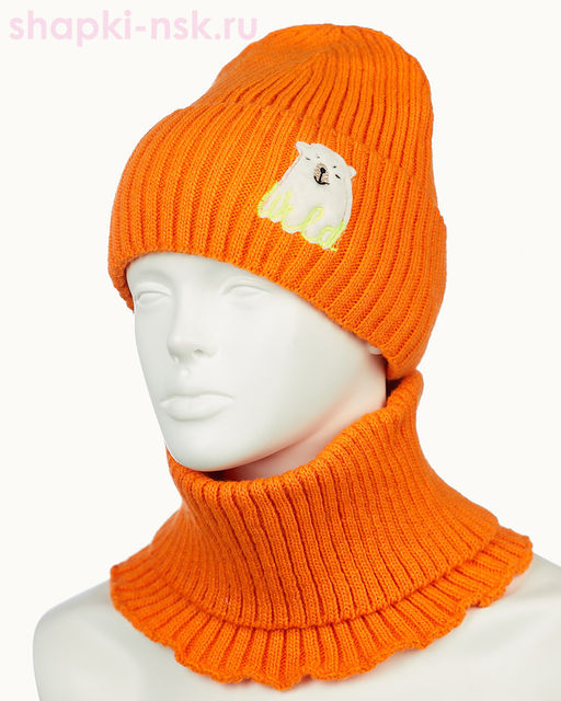 18-36-L Комплект для девочки флис (колпак+снуд) (50-52)