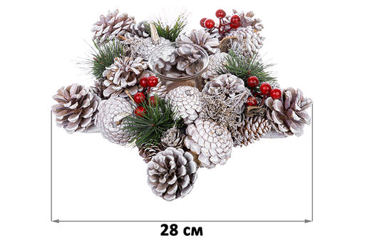 Новогоднее украшение подсвечник 28*28*7 см Зимняя вишня на 1 свечу, звезда - Elan gallery фото 2