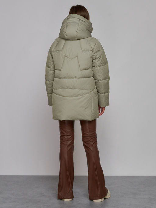 Зимняя женская куртка модная с капюшоном светло-зеленого цвета 52362ZS - HULDLUCK фото 5