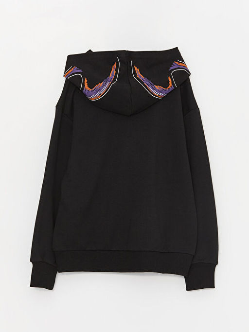 Bask?l? Uzun Kollu Erkek ?ocuk Hoodie - Waikiki фото 3