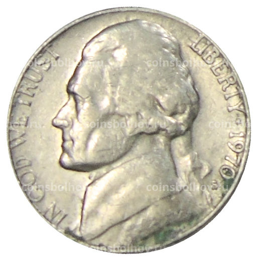 Монета 5 центов 1970 года S США