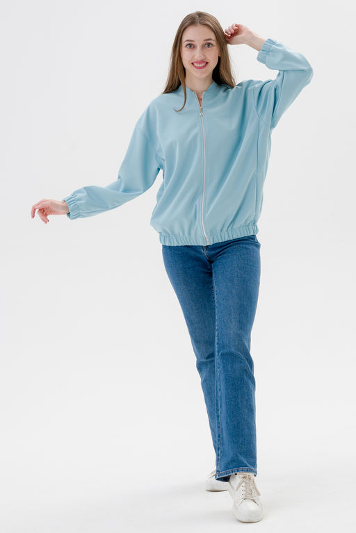 Бомбер из коттон фита аквамарин макси - Амадэль фото 2