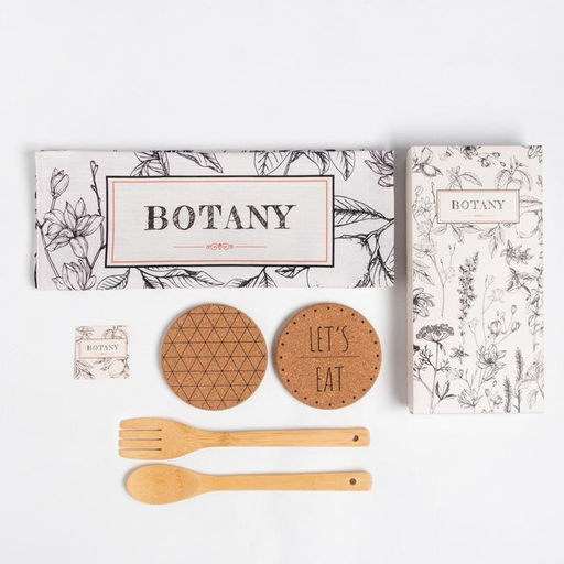 Кухонный набор подарочный «Этель» Botany: полотенце, подставки, деревянная ложка, деревянная лопатка