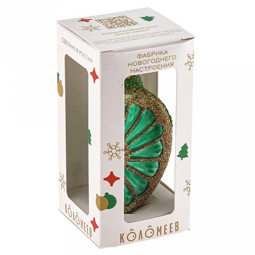 Елочная игрушка фигурка стеклянная Долька лайма h7см, ручная художественная роспись, подарочная упаковка (Россия) - Домашняя мода фото 5