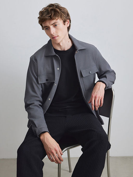 Regular Fit Erkek Dokulu G?mlek Ceket