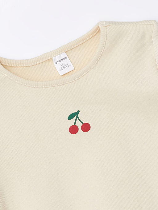 Bisiklet Yaka Bask?l? K?sa Kollu K?z Bebek Ti??rt - Waikiki фото 2