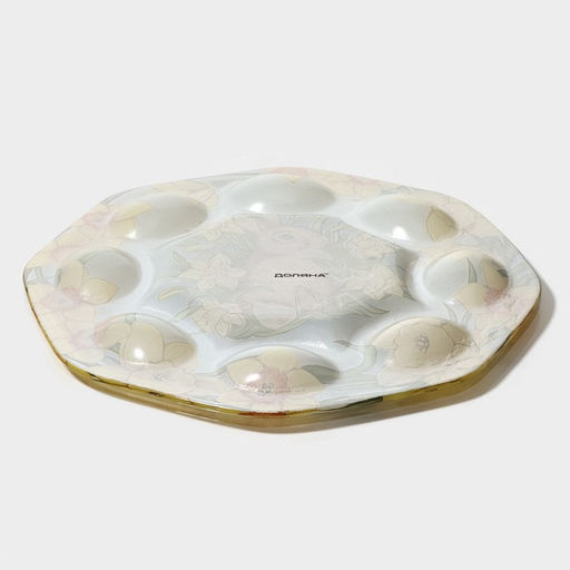 Подставка для яиц Доляна Кролик в цветах, 8 ячеек, 22?22 см, стекло, жёлтая