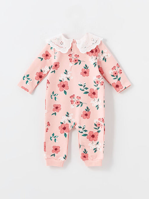 Bebe Yaka Uzun Kollu ?i?ekli K?z Bebek Tulum - Waikiki фото 2