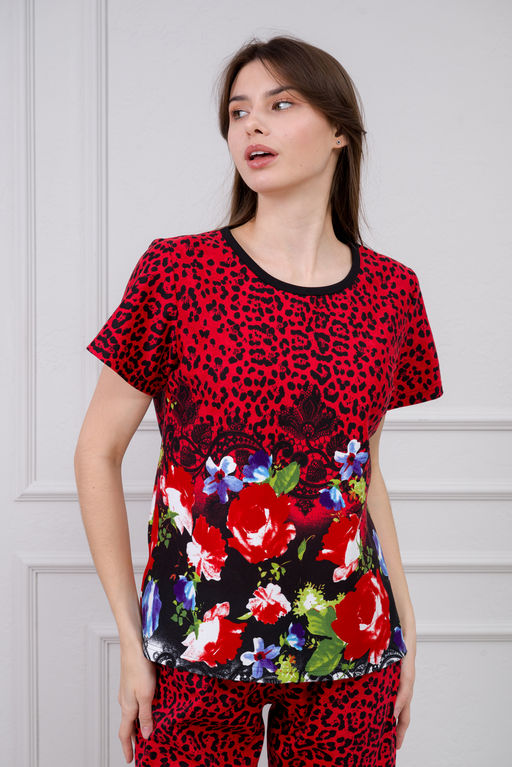 Пижама женская из интерлока Социал красная роза - Амадэль фото 8