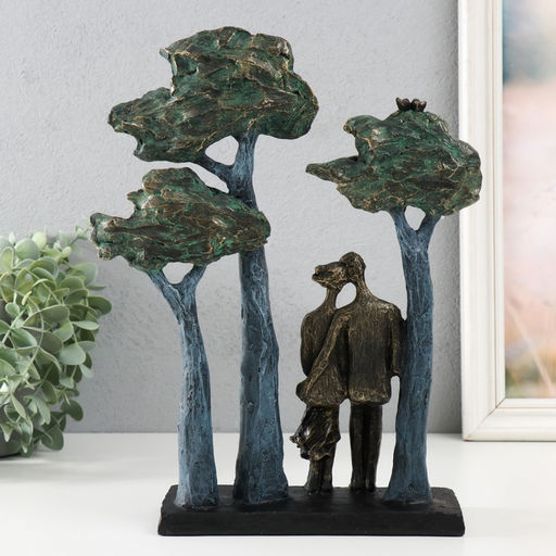 Фигурка полистоун Двое в парке. Посидим, под металл, 23.4?7.4?29.8 см