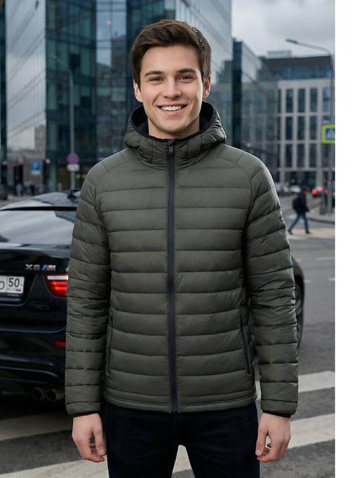 Куртка мужская гибридная стёганая с капюшоном с графеновой подкладкой черного цвета 9621_1Ch - Mtforce фото 39