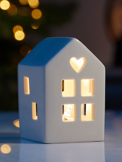 Светодиодная фигура «Дом белый», 8×4.8×5.5 см, 1 LED, керамика, от батареек LR44×3 шт, тёплый белый свет