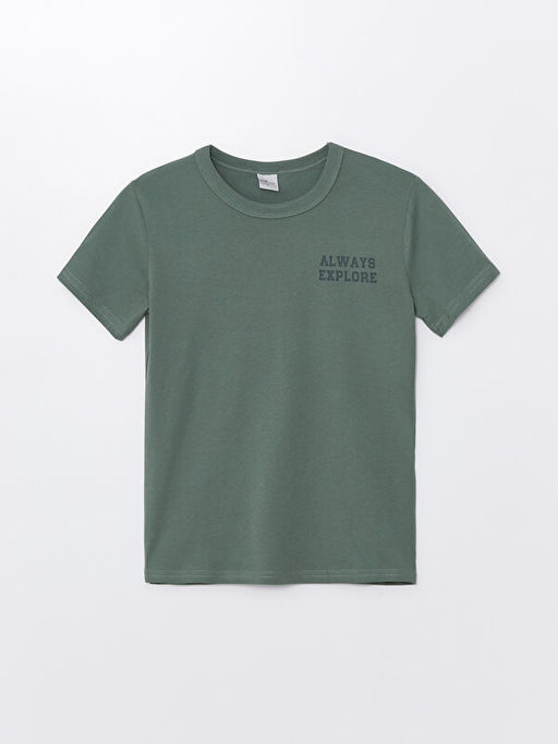 Bisiklet Yaka Bask?l? K?sa Kollu Erkek ?ocuk Ti??rt