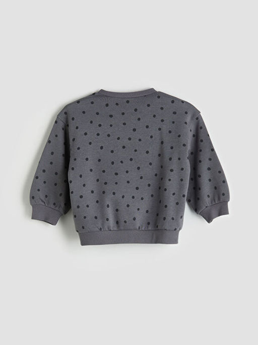 Bisiklet Yaka Puantiyeli K?z ?ocuk Sweatshirt