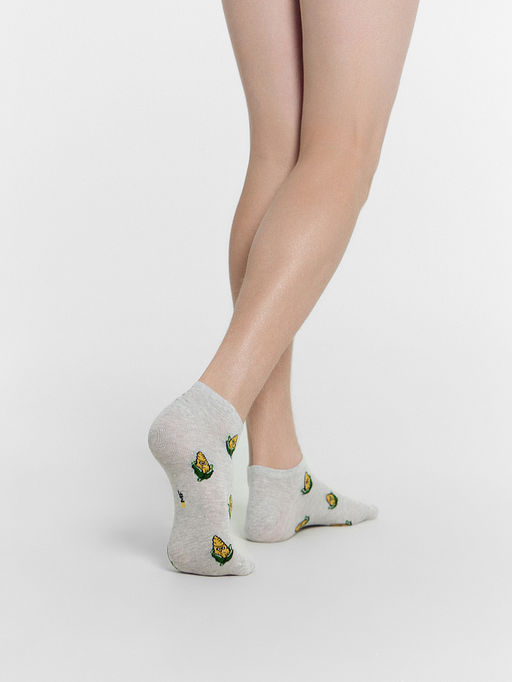 Цена за 5 пар! Носки мужские светло-серые с рисунком в виде кукурузы - Mark formelle фото 2